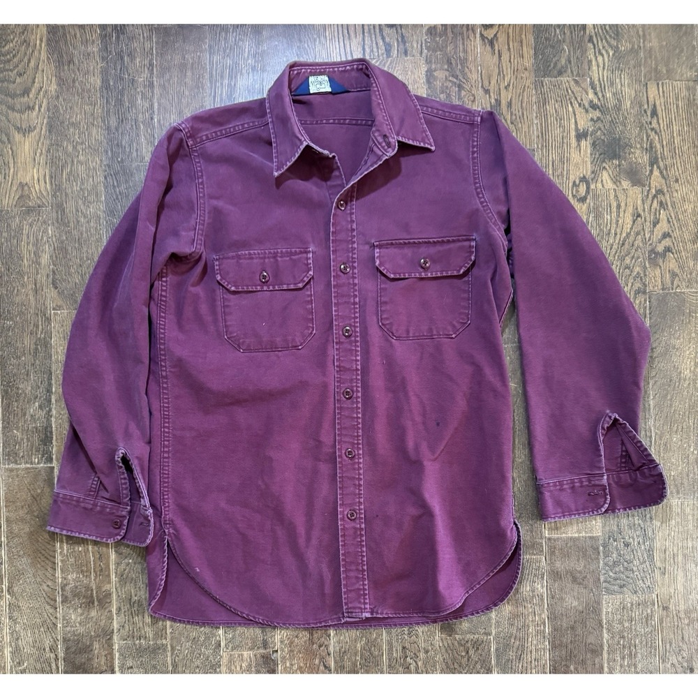 Vintage Woolrich Long Sleeve Button Up Shirt Men's Size 3XL Maroon 46 Inch Chest